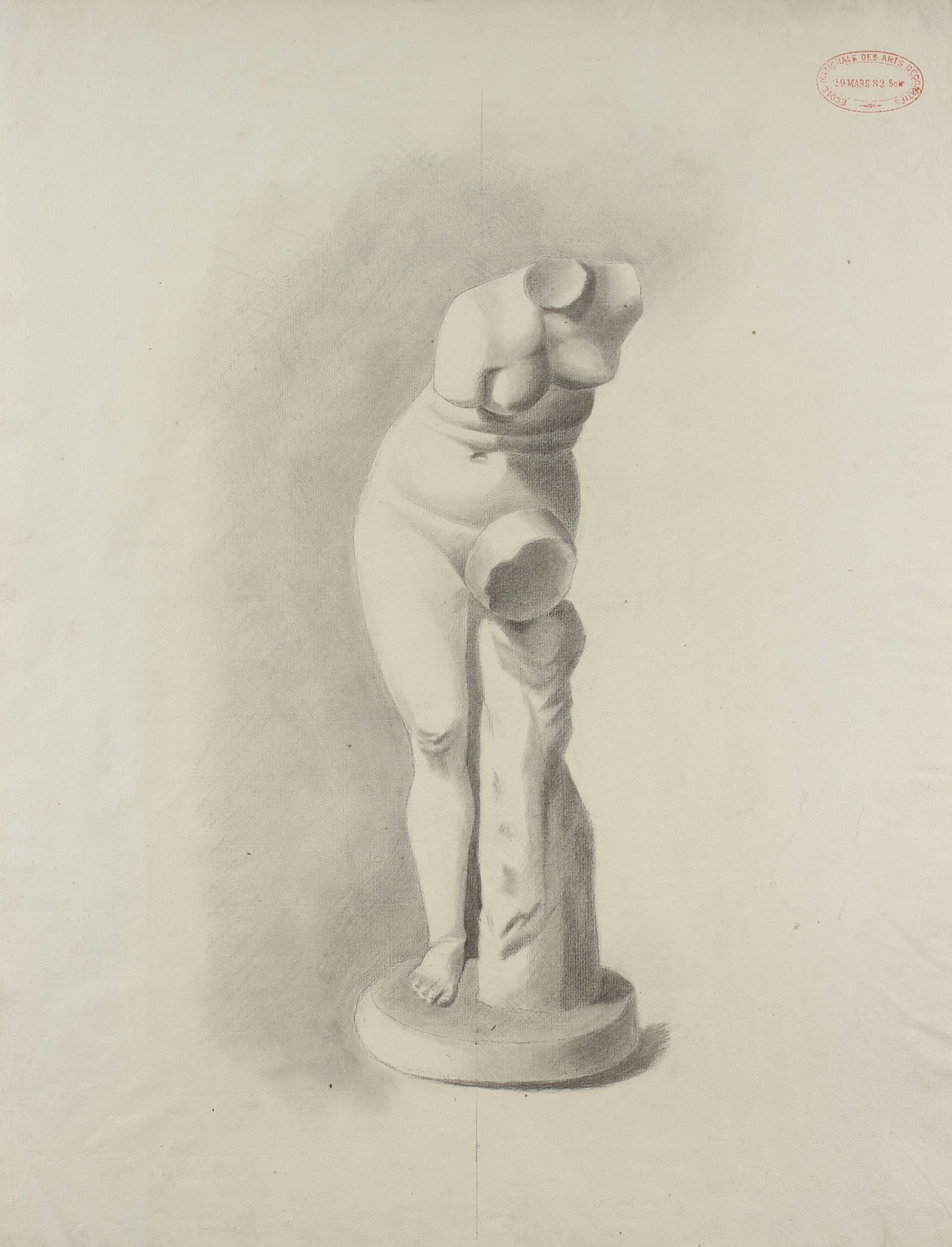 Nude Sculpture Study <br>1882 Charcoal <br><br>#23914