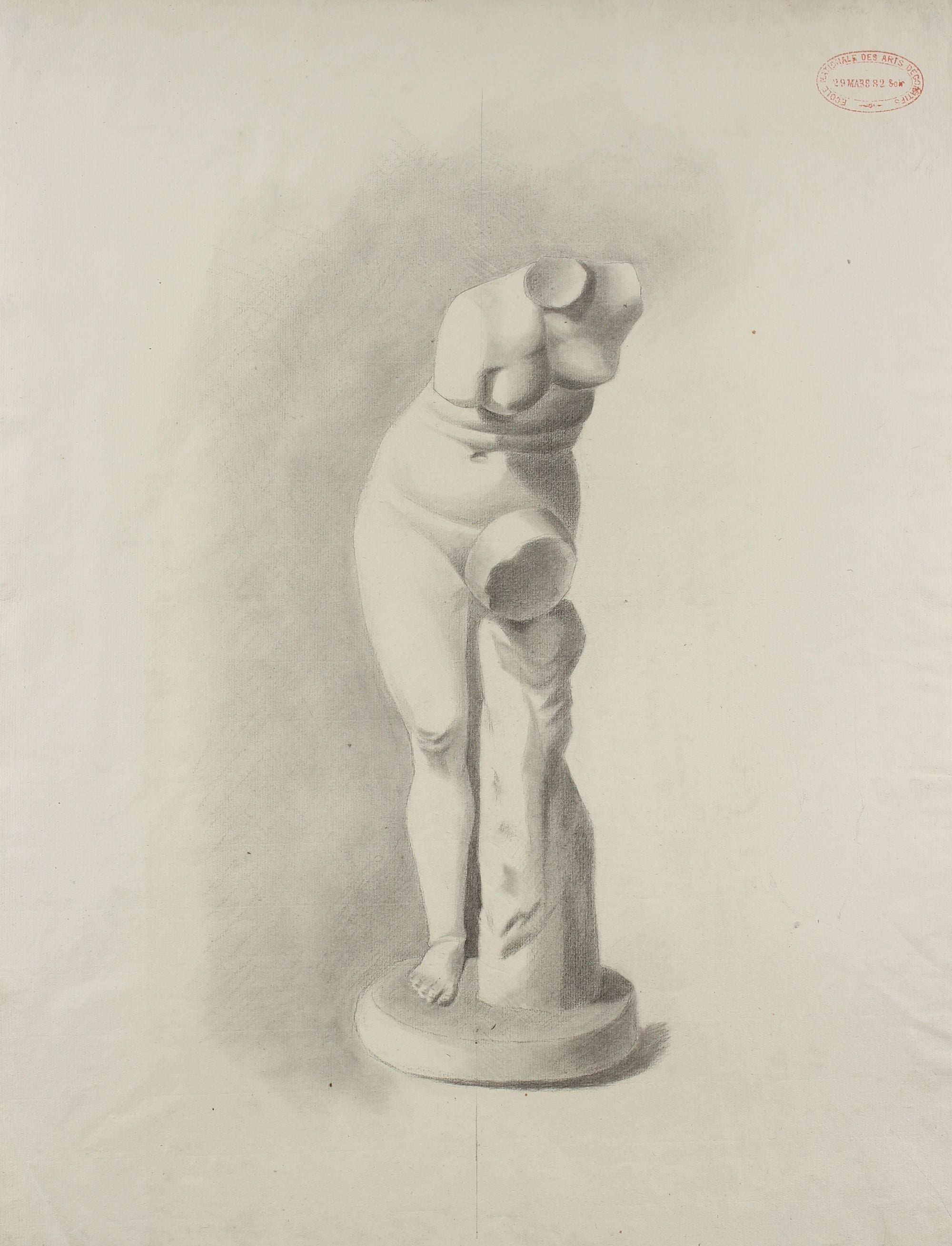 Nude Sculpture Study <br>1882 Charcoal <br><br>#23914