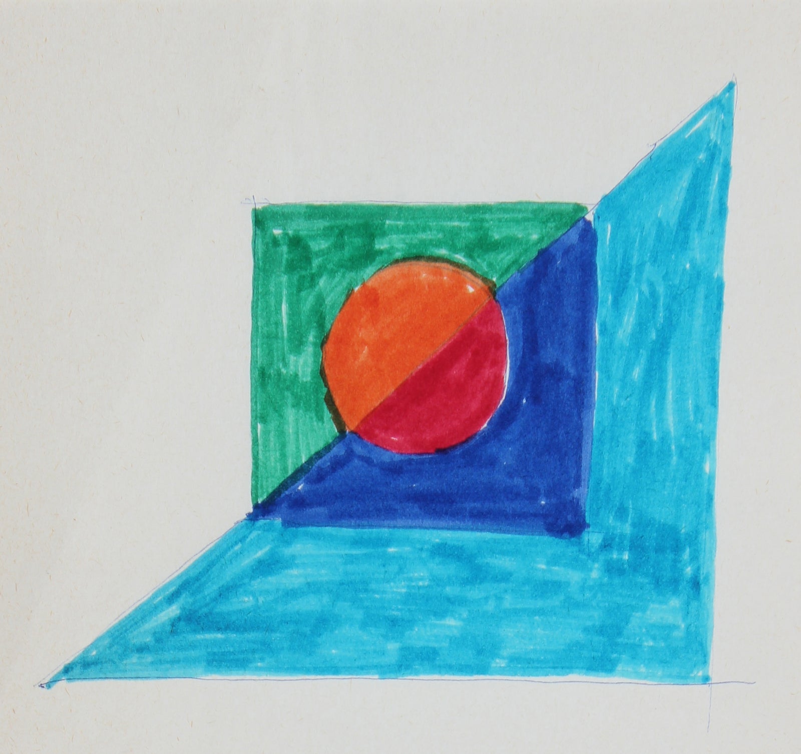 Geometric Abstract Study <br>Mid Century Pen & Ink <br><br>#24318