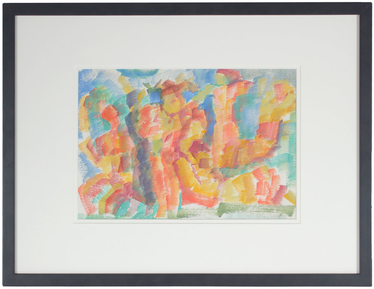 Colorful Expressionist Dancing Figures&lt;br&gt;Early-Mid 20th Century Watercolor&lt;br&gt;&lt;br&gt;#13242