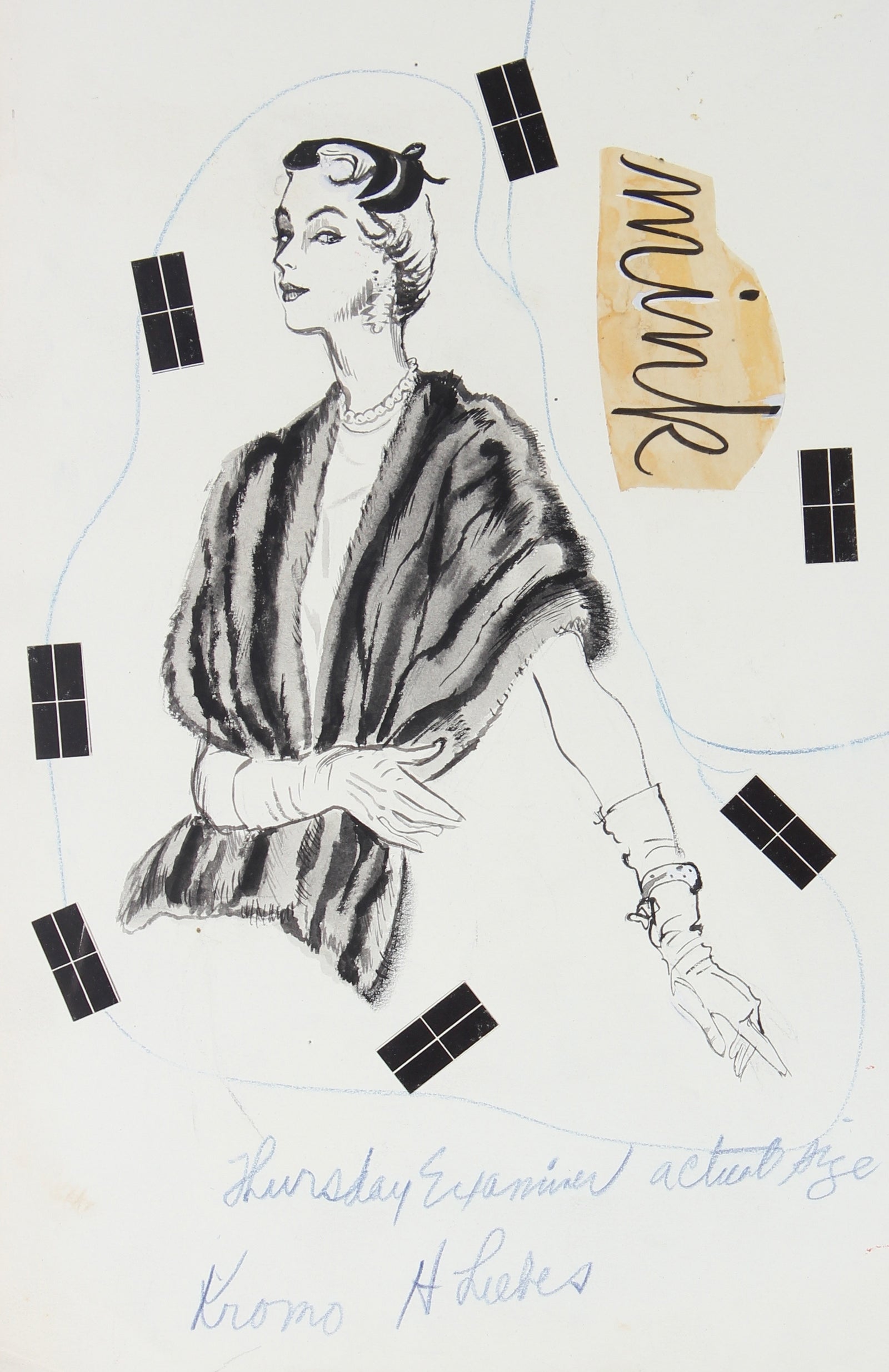 <i>Mink</i><br>Mid Century Fashion Illustration<br><br>#27058