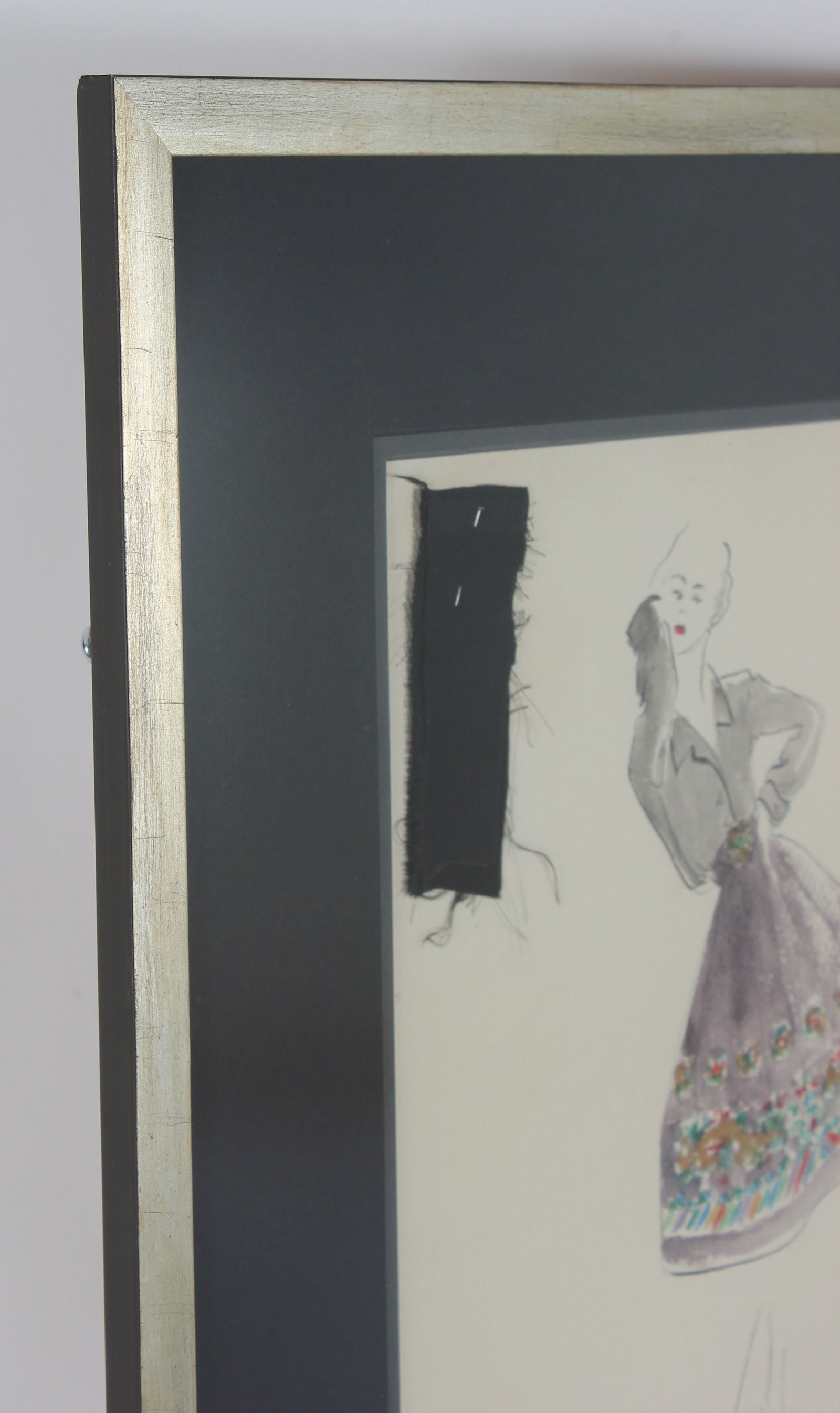 Patterned Bell Skirt in Purple<br> Gouache & Ink Fashion Illustration<br><br>#26180