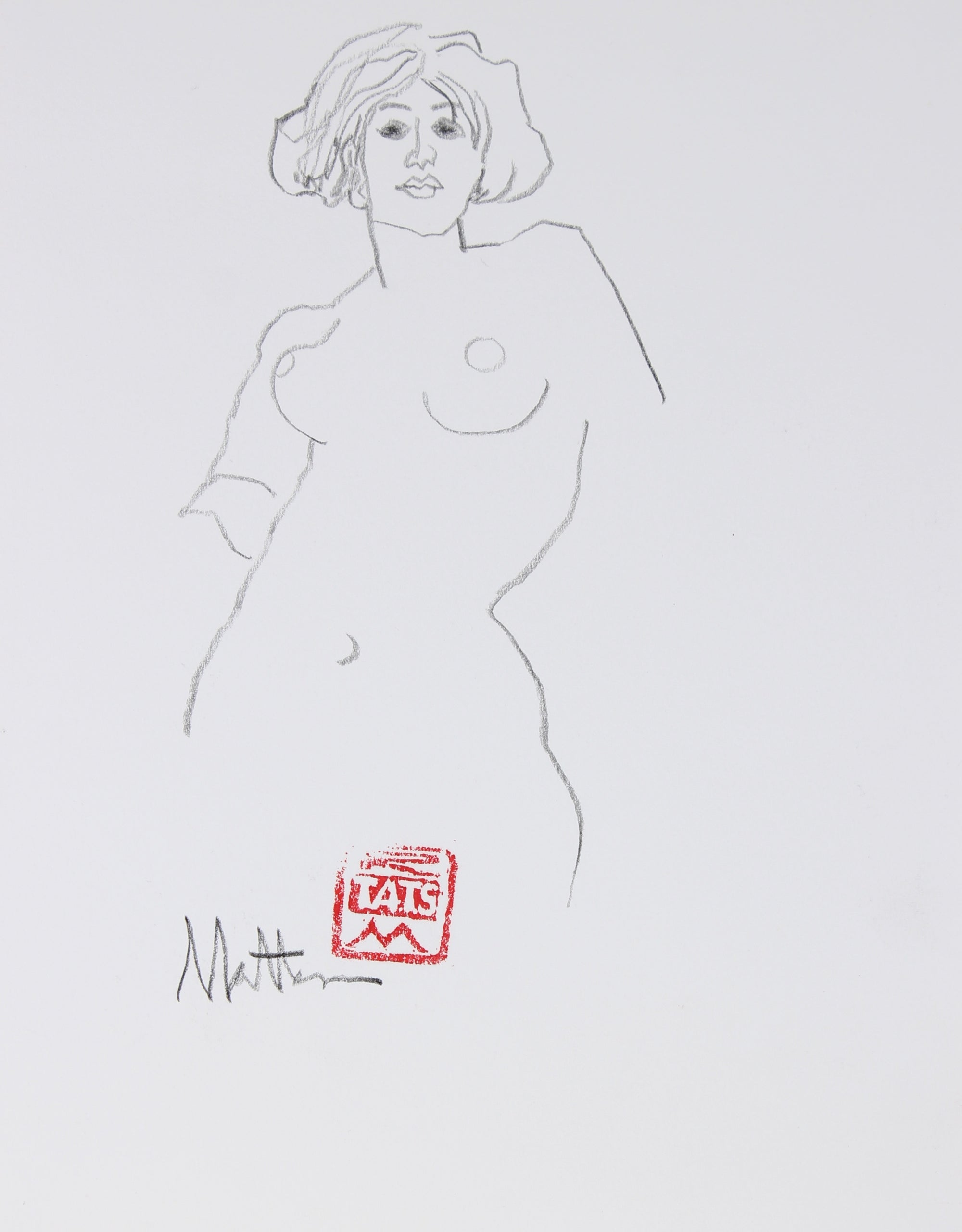 Bold Female Nude Drawing<br>1991 Graphite<br><br>#29326