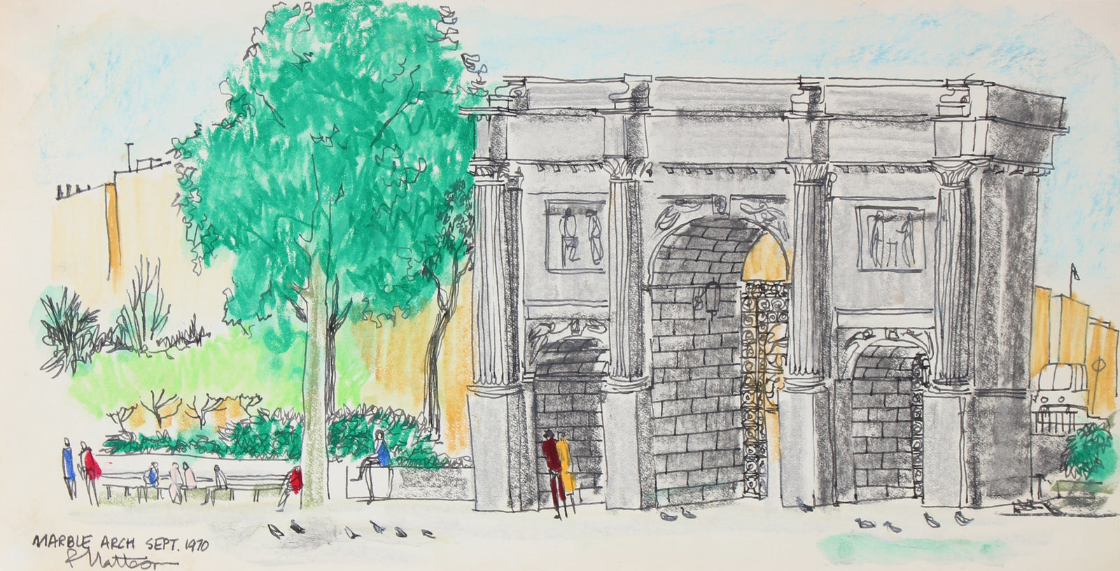 <i>Marble Arch</i><br>1970 Pastel & Ink<br><br>#29552