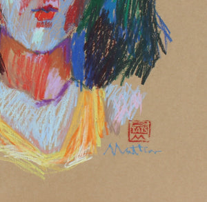 Colorful Female Portrait <br>20th Century Pastel <br><br>#29614