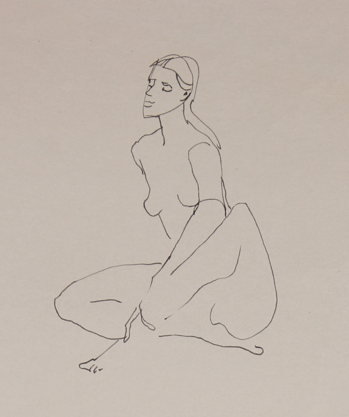Seated Nude Figure Study &lt;br&gt;20th Century Ink &lt;br&gt;&lt;br&gt;#29692