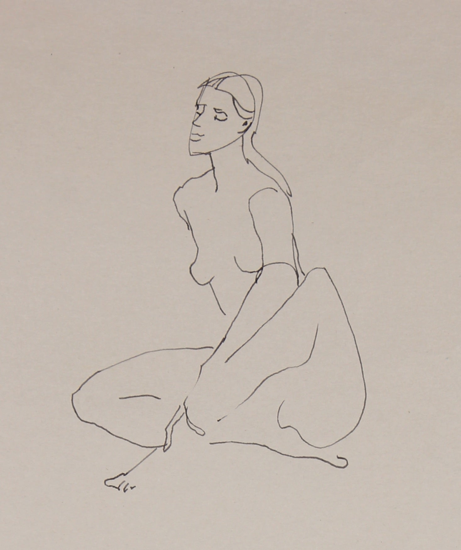 Seated Nude Figure Study <br>20th Century Ink <br><br>#29692