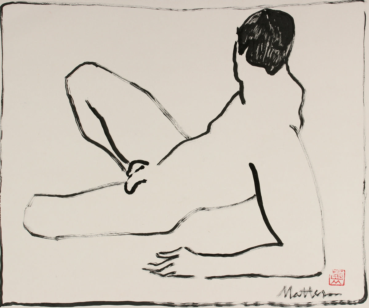 Reclining Male Nude &lt;br&gt;20th Century Ink &lt;br&gt;&lt;br&gt;#29697