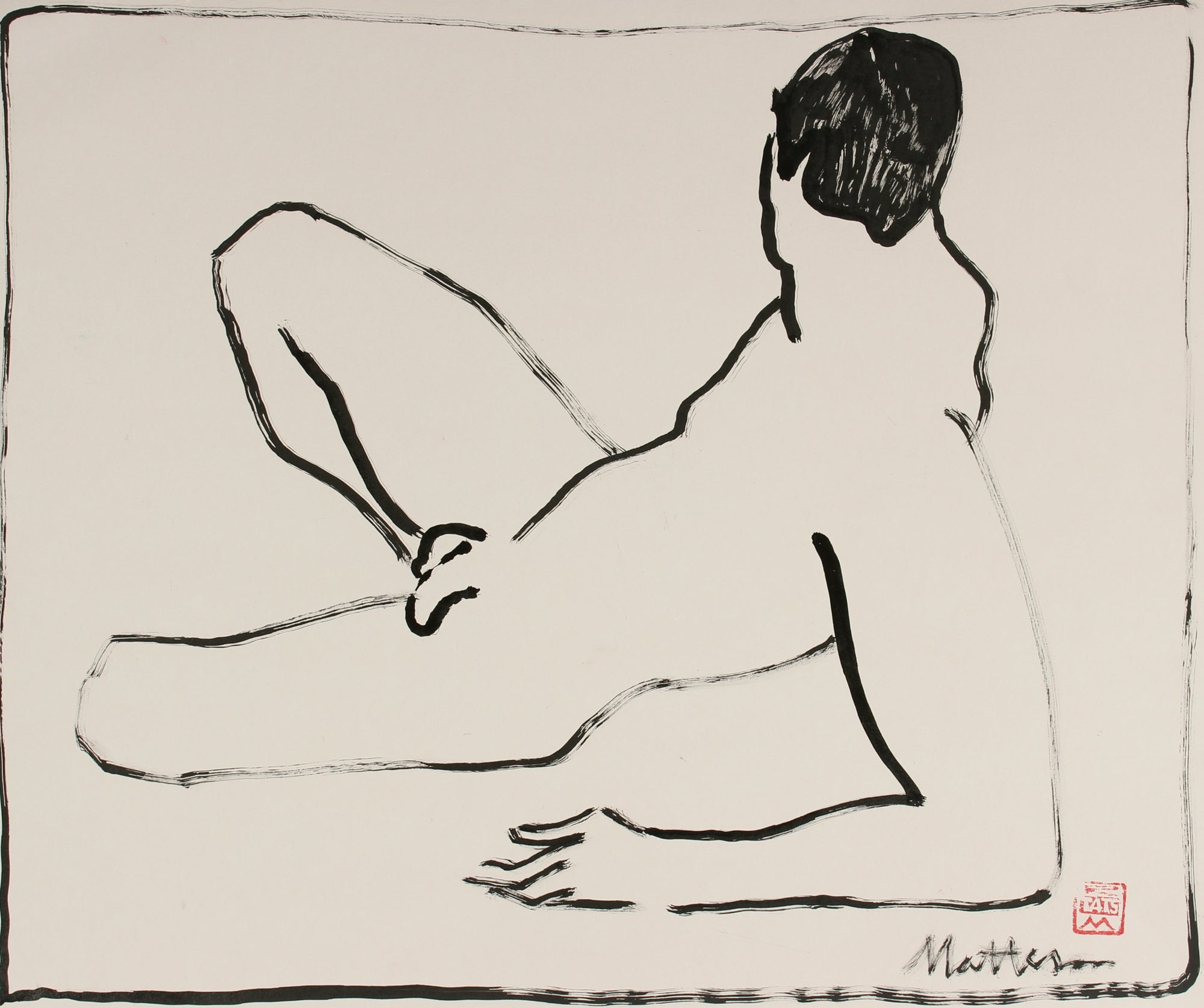 Reclining Male Nude <br>20th Century Ink <br><br>#29697