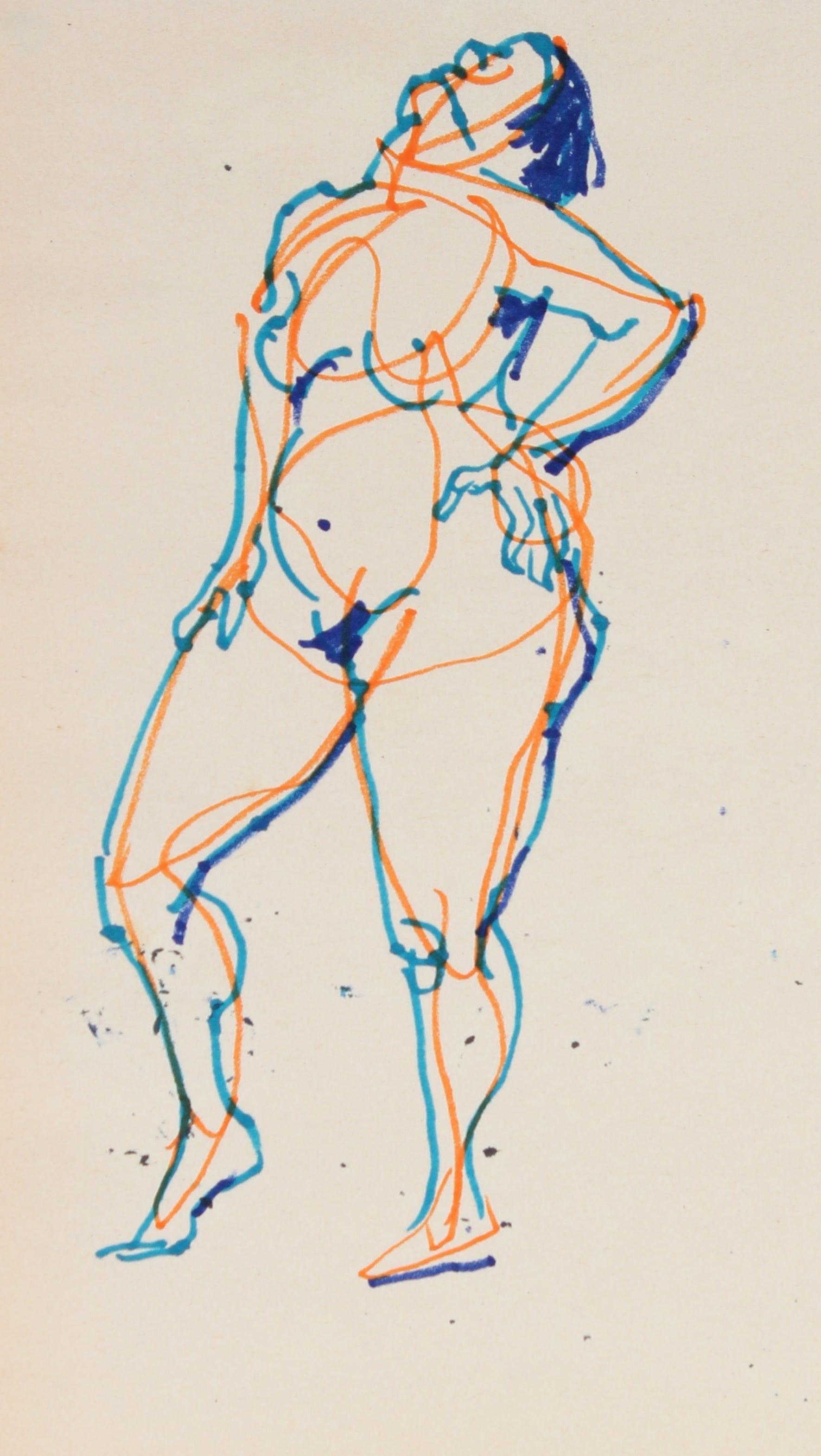 Simple Line Rendering Of A Female Nude <br>1965 Ink <br><br>#29748