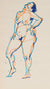 Simple Line Rendering Of A Female Nude <br>1965 Ink <br><br>#29748