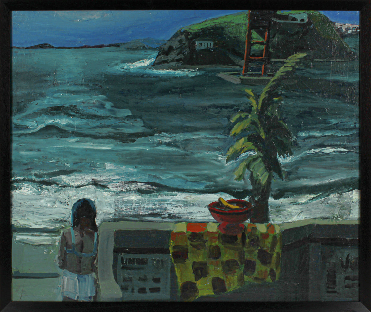 Expressionist Figure by the San Francisco Bay &lt;br&gt;1960s Oil&lt;br&gt;&lt;br&gt;#B3005
