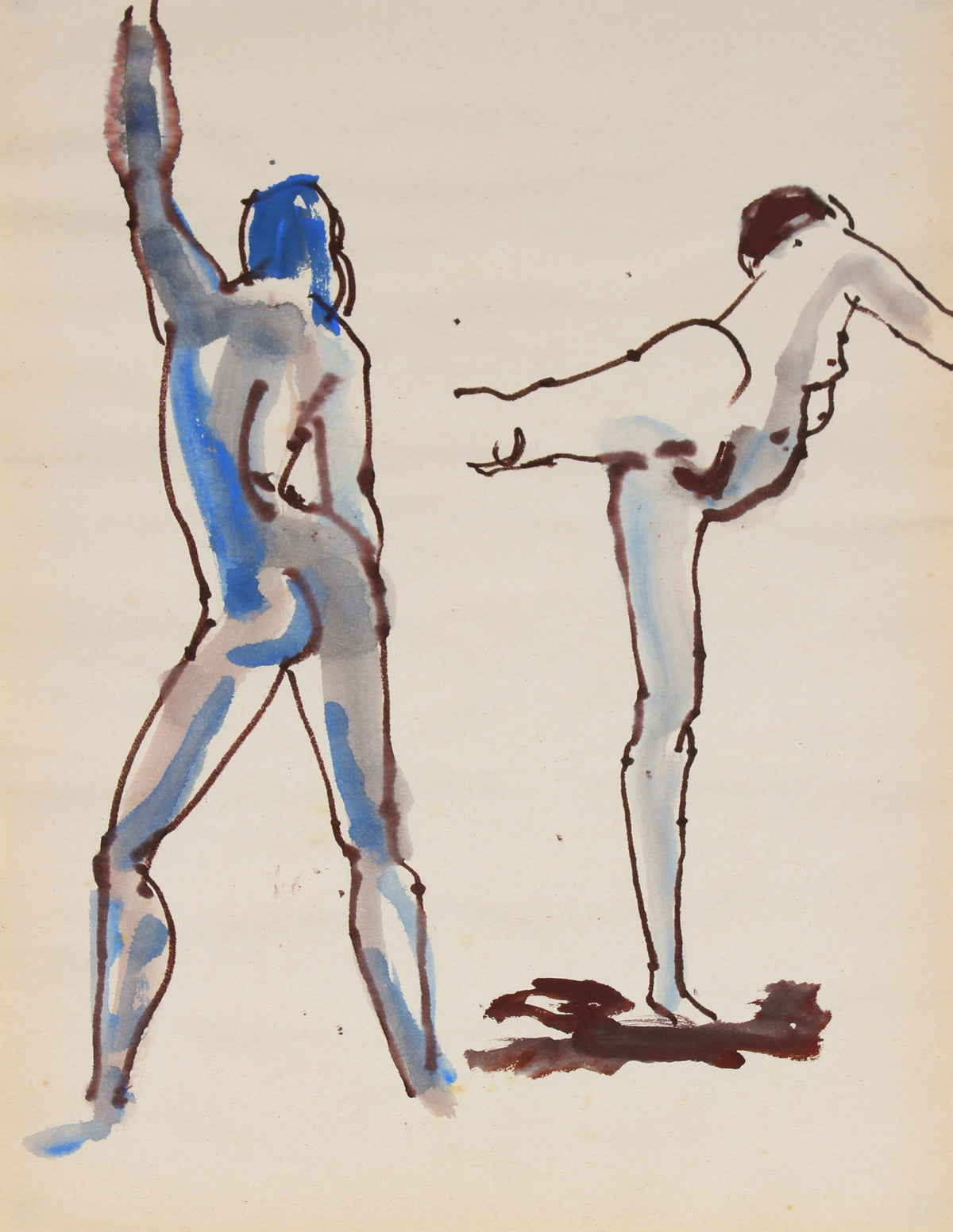 Nude Dancing Figures &lt;br&gt;1965 Ink and Watercolor&lt;br&gt;&lt;br#30164