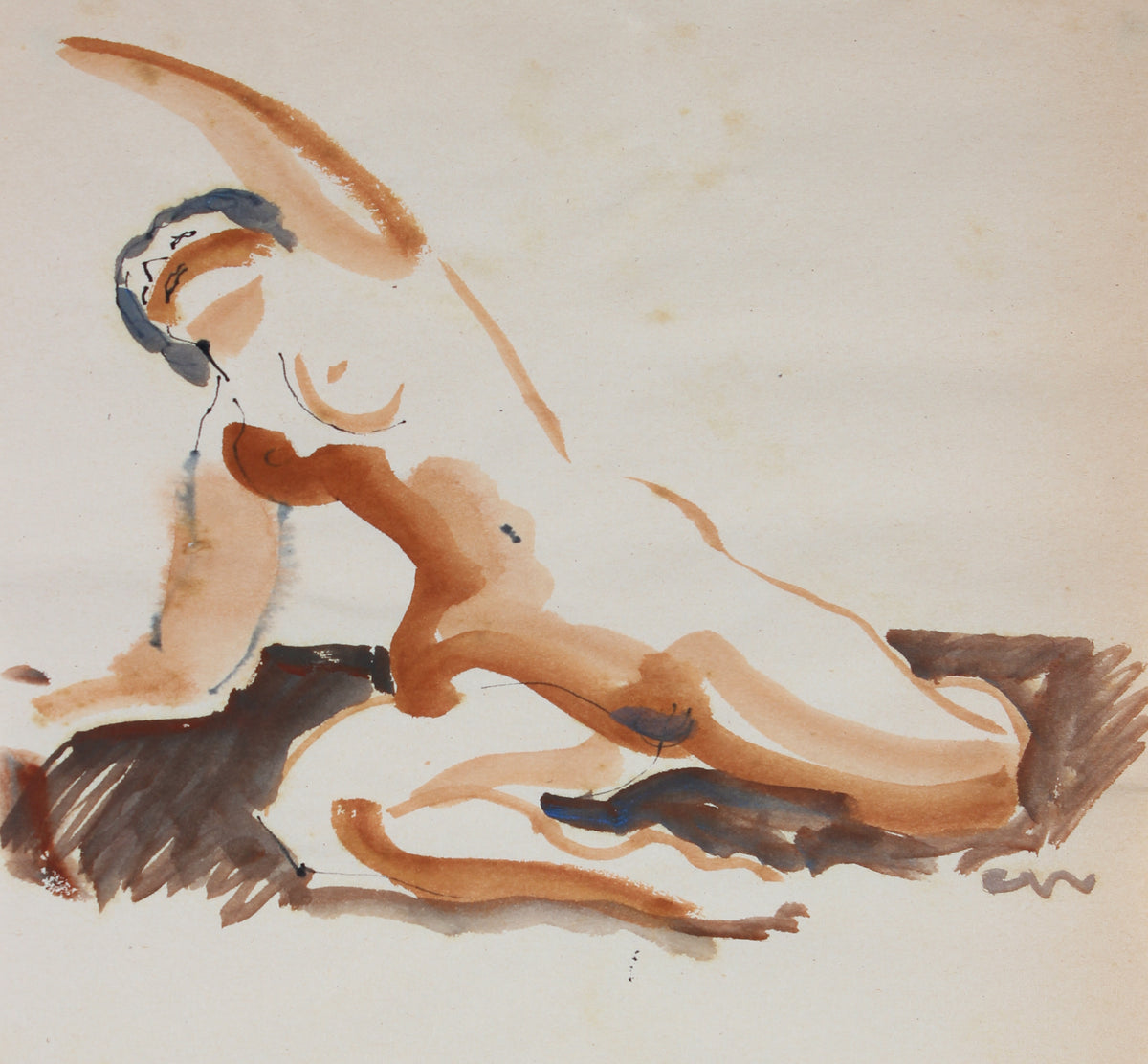 Reaching Nude in Repose&lt;br&gt;1965 Ink &amp; Watercolor&lt;br&gt;&lt;br&gt;#30178