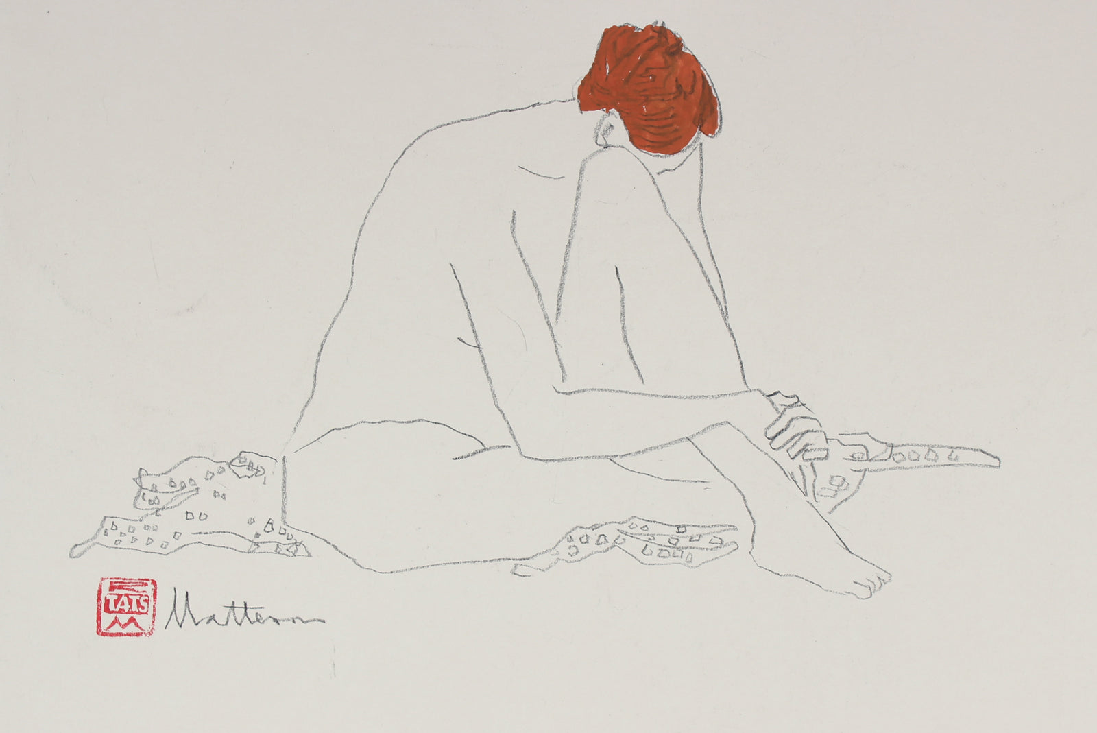 Reposed Female Nude Study <br>20th Century Charcoal & Gouache<br><br>#30232