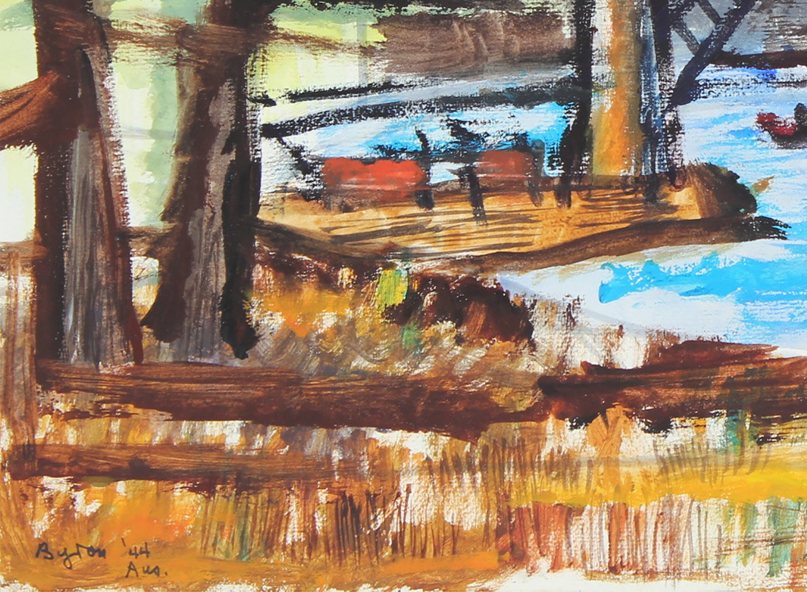 <i>Bridge - Sydney Harbor</i> <br>1944 Gouache on Paper <br><br>#31347