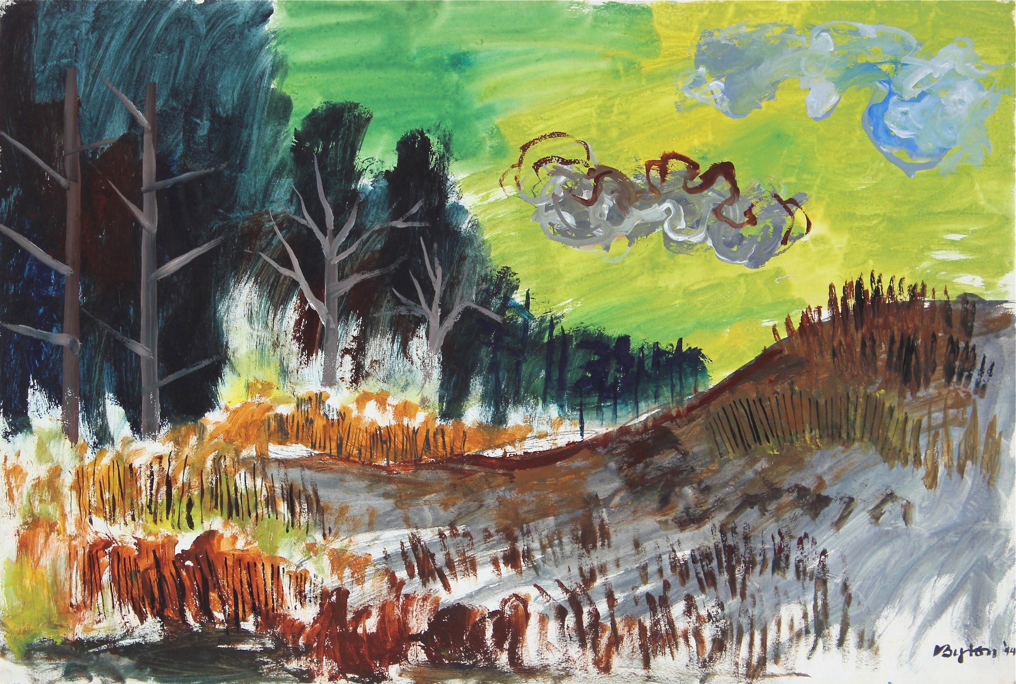 <i>Landscape with Green Sky</i><br>1944 Gouache<br><br>#31350