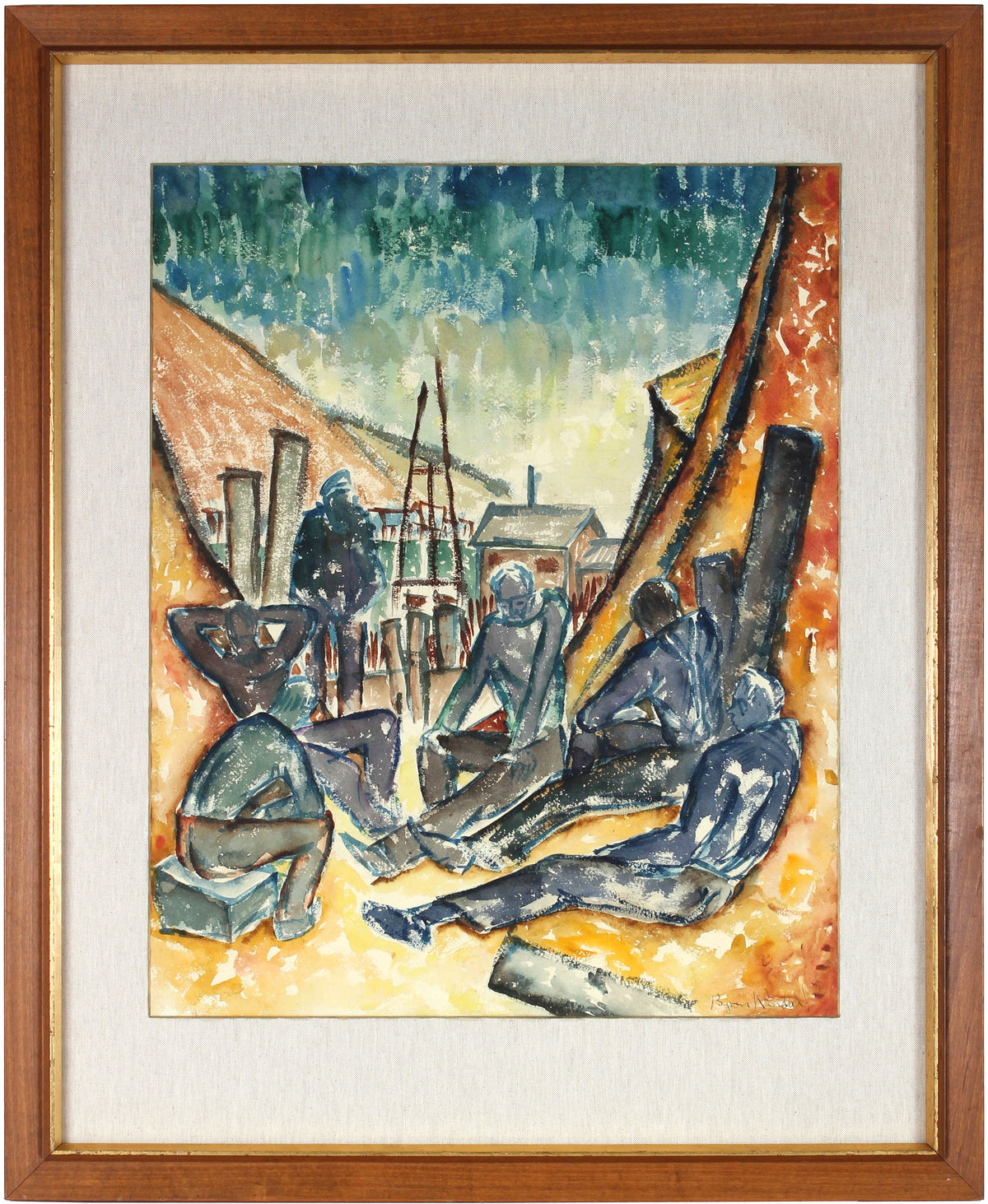 &lt;i&gt;Six Men by the Sea&lt;/i&gt;&lt;br&gt;1937 WPA Watercolor&lt;br&gt;&lt;br&gt;#31359