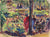 Abstracted Park Scene<br>1940s Watercolor<br><br>#31364