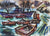 Boats at Harbor <br>1943 Watercolor <br><br>#33224