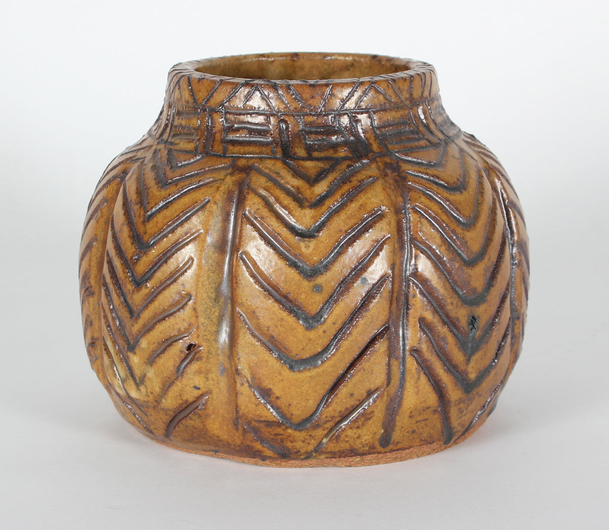 Chevron Patterned Vintage Ceramic Vessel &lt;br&gt;&lt;br&gt;#35160