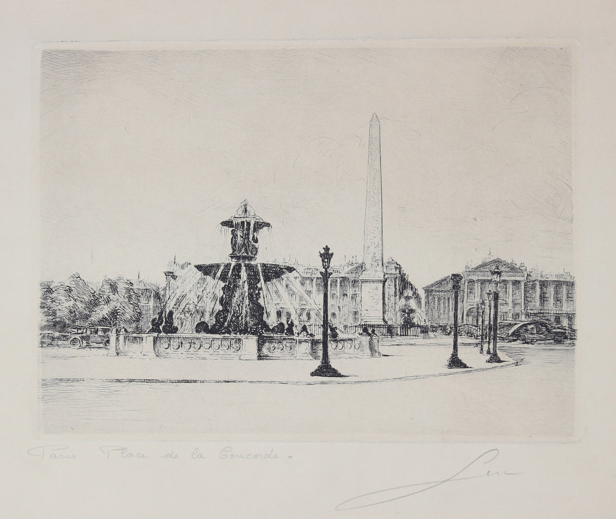 &lt;i&gt;Paris, Place de la Concorde&lt;/i&gt; &lt;br&gt;Mid Century Etching &lt;br&gt;&lt;br&gt;#35826