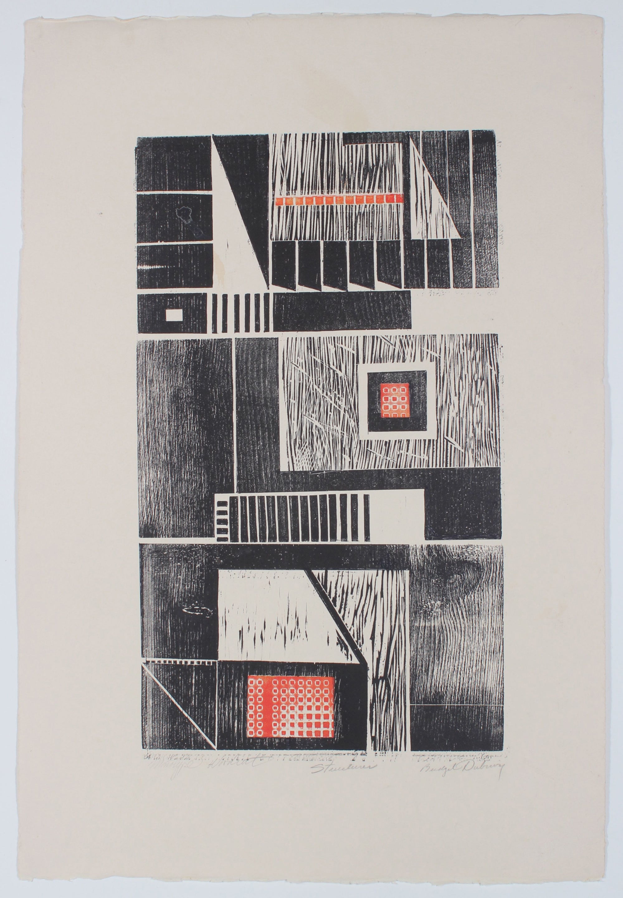 <i>Structures</i> <br>Mid Century Woodcut <br><br>#35937