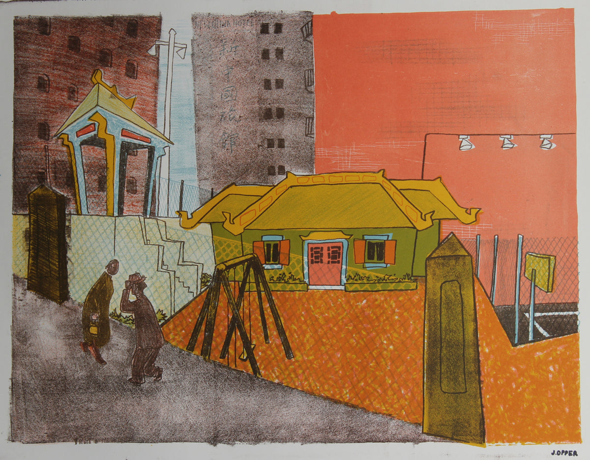 SF Chinatown&lt;br&gt;1940-50s Stone Lithograph&lt;br&gt;&lt;br&gt;#38895