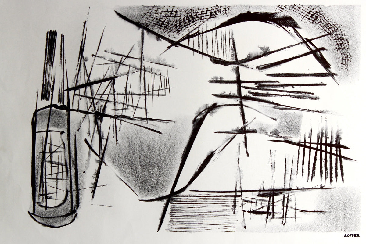 Modernist Abstract&lt;br&gt;1940-50s Stone Lithograph&lt;br&gt;&lt;br&gt;#38908