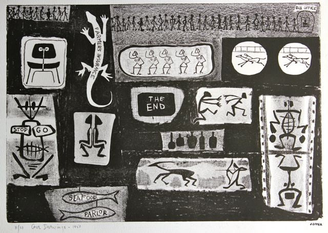 Reptile Abstraction<br>1940-50s Stone Lithograph<br><br>#38920