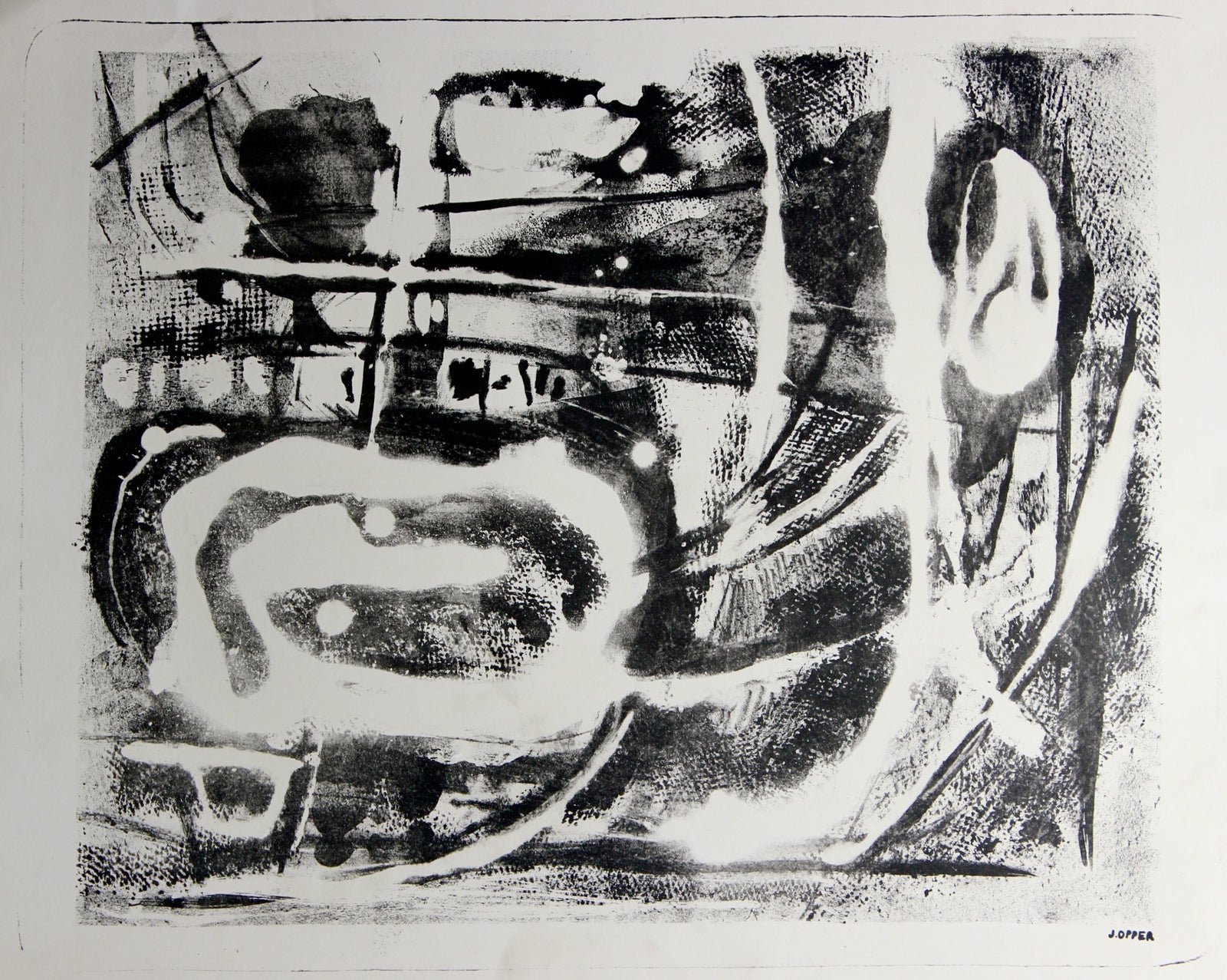 Amorphic Abstraction<br>1940-50s Stone Lithograph<br><br>#38924