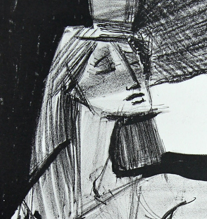 Nude Couple by a Window<br>1940-50s Stone Lithograph<br><br>#38926