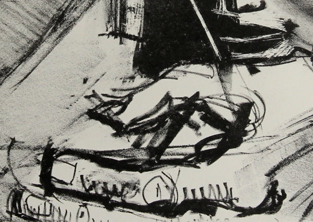 Embracing Couple<br>1940-50s Stone Lithograph<br><br>#38931