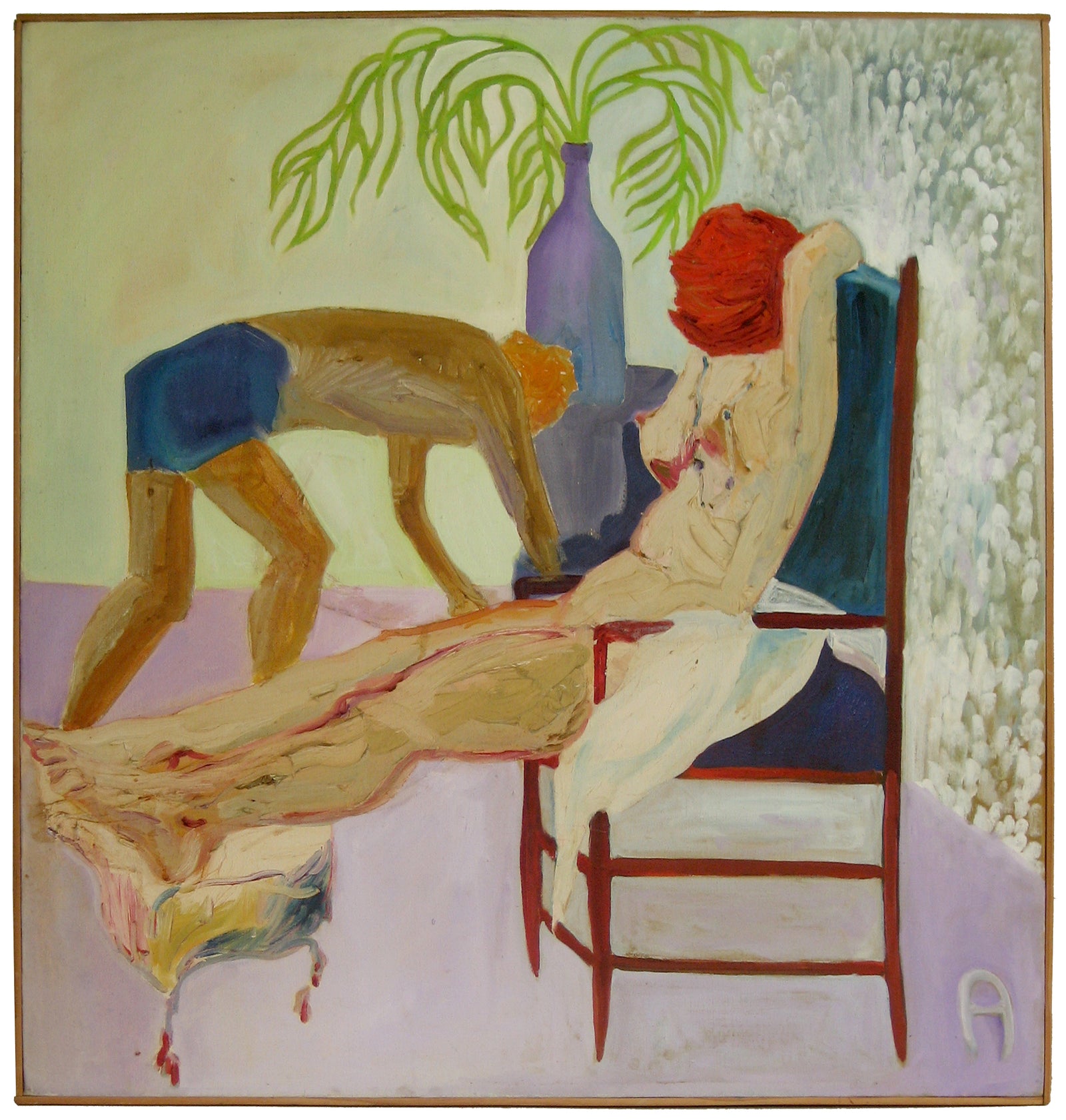 Bay Area Figurative Interior Figures<br>1960s Oil on Canvas<br><br>#4029