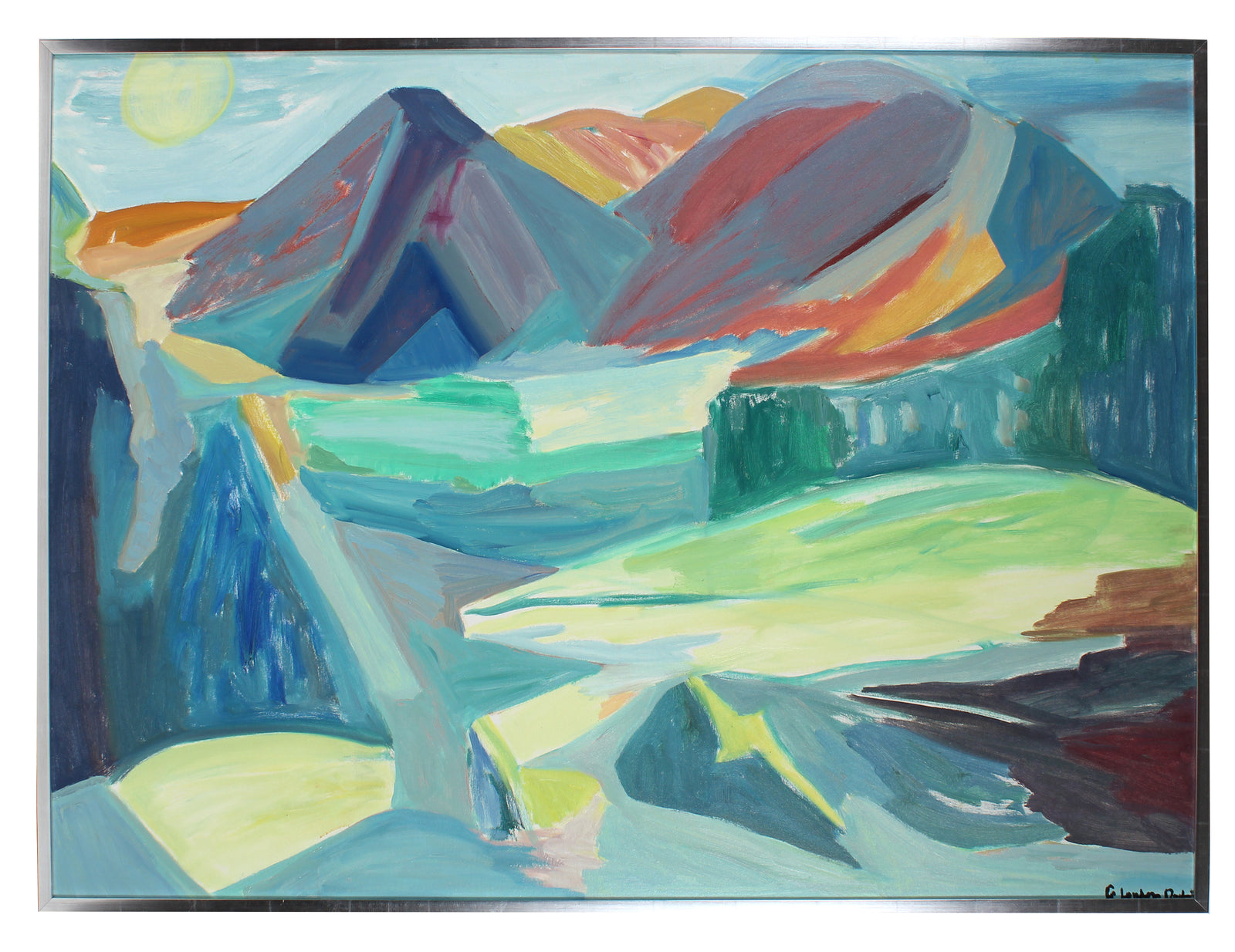 Abstracted Mountainous Landscape<br>1970s Oil <br><br>#A3040