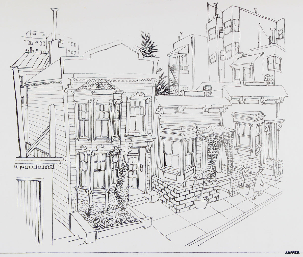 Architectural City Street &lt;br&gt;1940-50s Stone Lithographs&lt;br&gt;&lt;br&gt;#40461