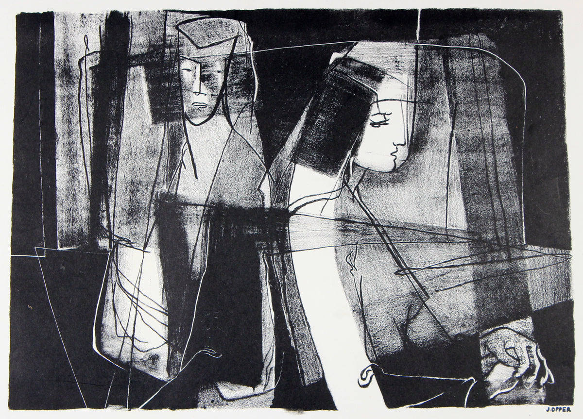 Abstracted Nude Figures &lt;br&gt;1940-50s Stone Lithograph&lt;br&gt;&lt;br&gt;#41592