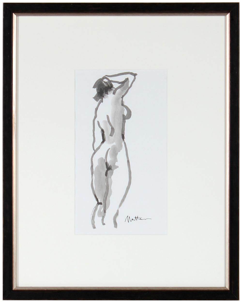 Modernist Standing Nude &lt;br&gt;20th Century Ink Wash &lt;br&gt;&lt;br&gt;#29314