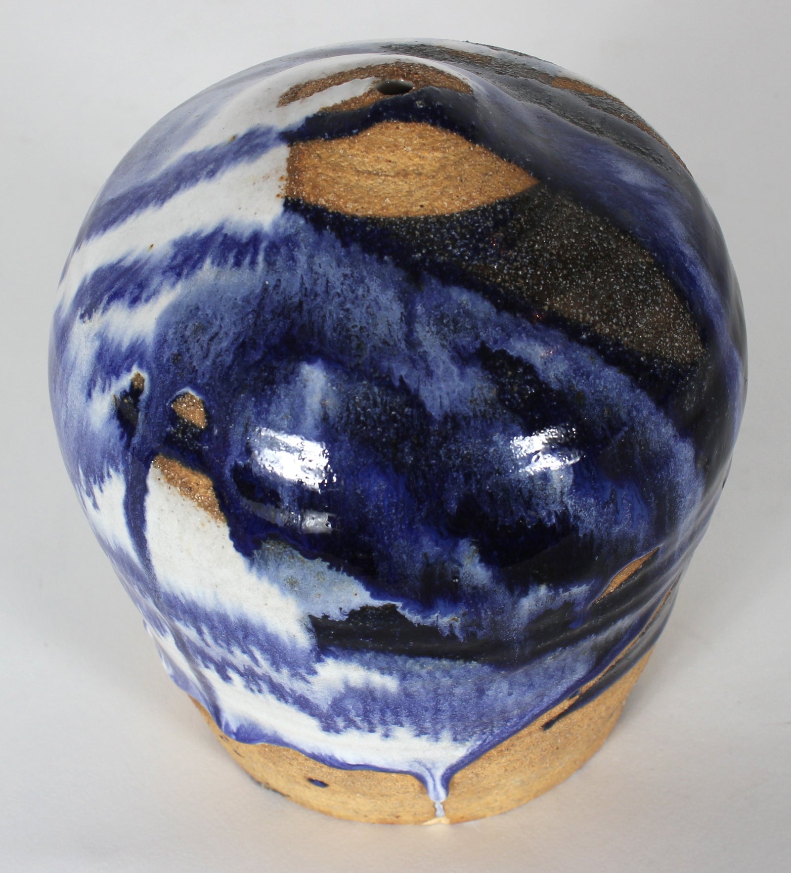 Blue, White & Tan Glazed Ceramic, 1971 <br><br>#12982
