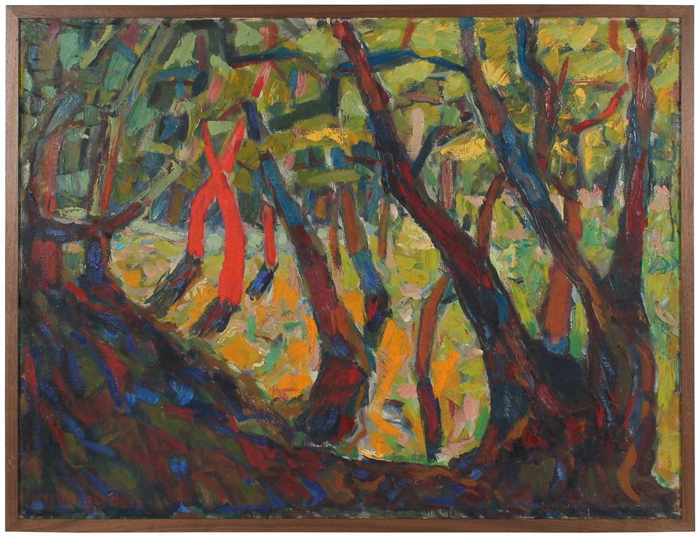 California Expressionist Trees&lt;br&gt;Mid Century Oil&lt;br&gt;&lt;br&gt;#43400
