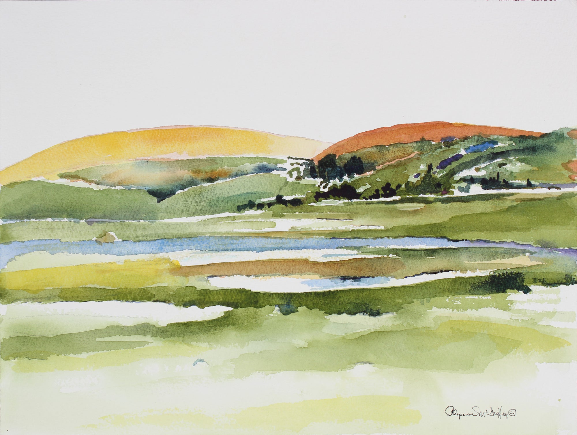 West Marin, California Abstracted Watercolor<br>Late 20th - Early 21st Century<br><br>#43847