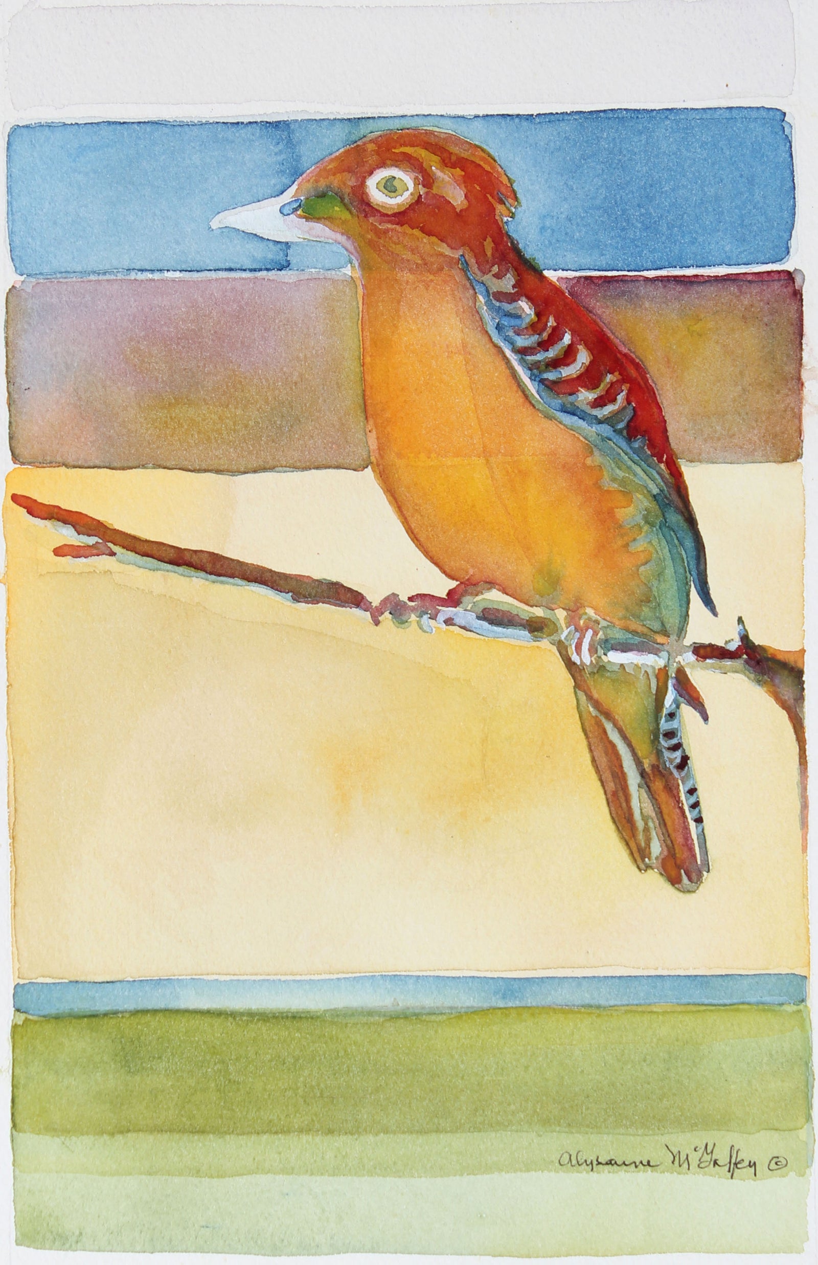 Colorful Watercolor Bird<br>Late 20th - Early 21st Century<br><br>#43908