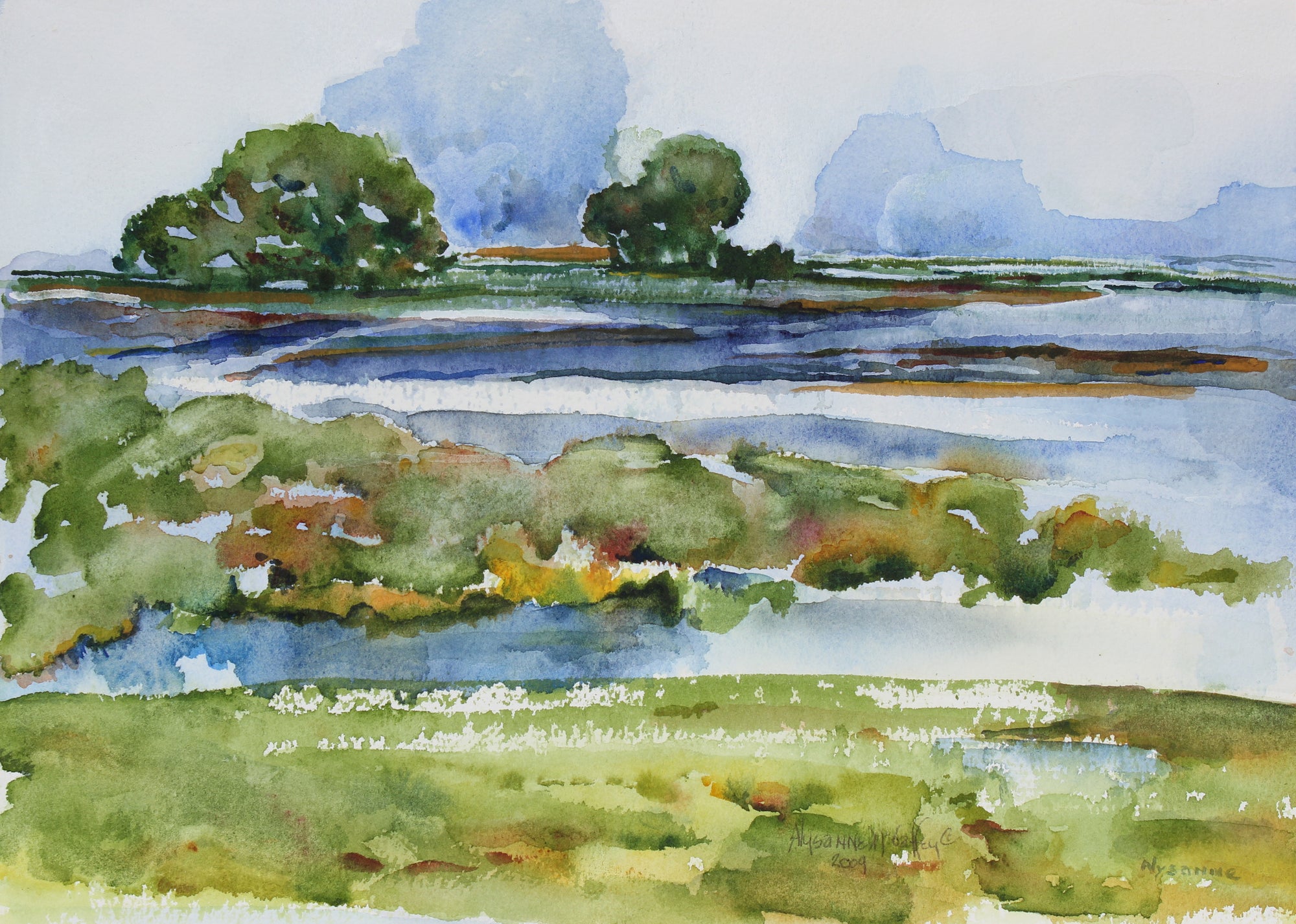 <i>Mystic Wetlands</i>, West Marin, CA <br>2009 Watercolor <br><br>#43996