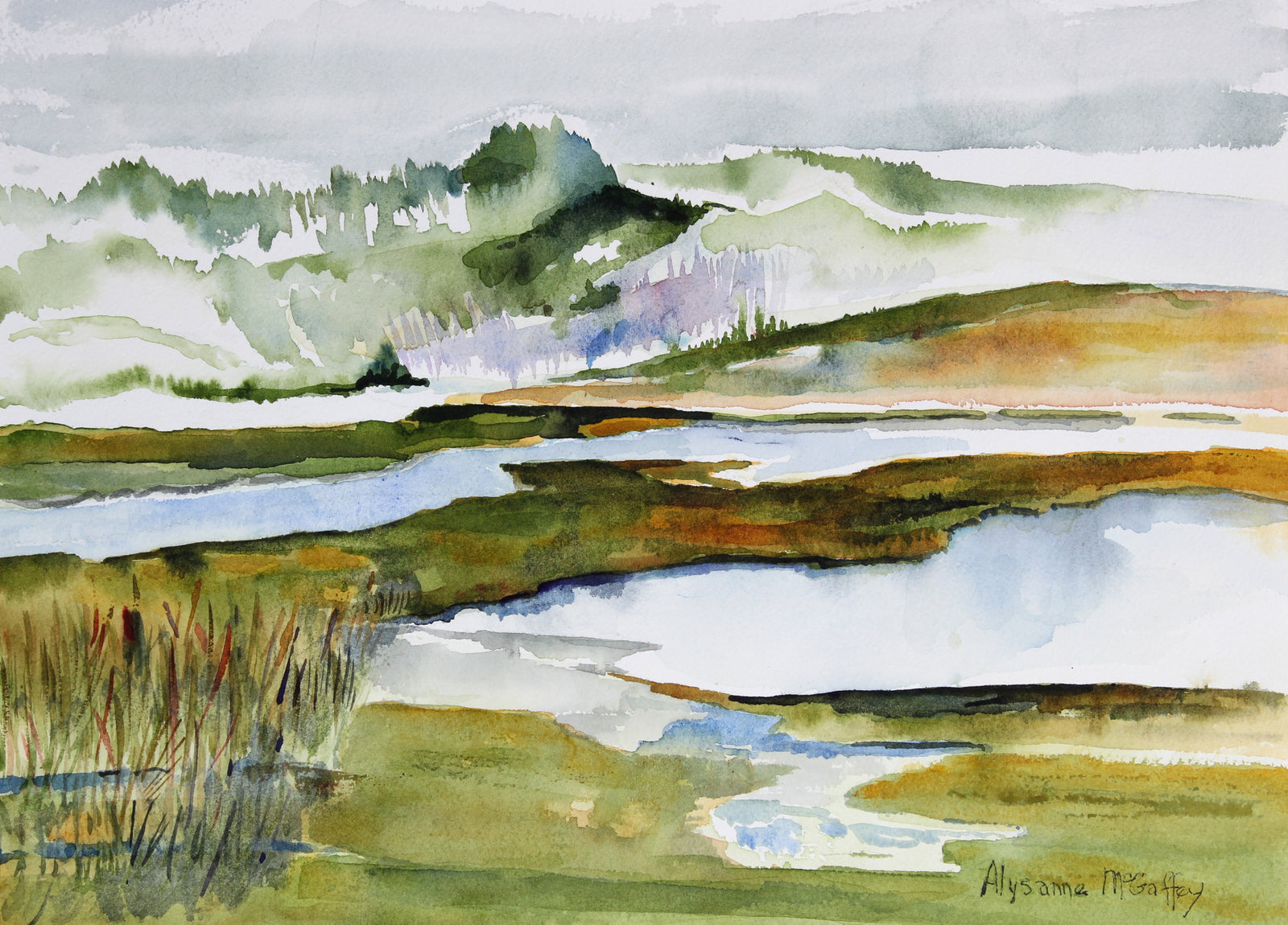 <I>Marsh</I> <br>20th Century Watercolor<br><br>#44011