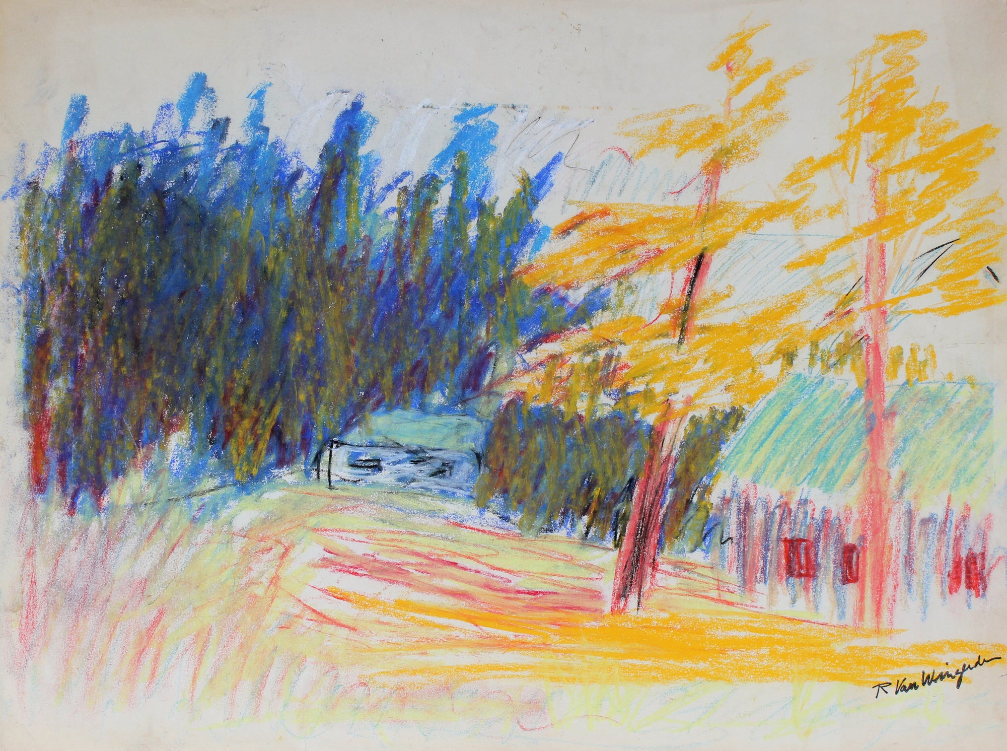 Bold & Expressive Landscape <br>1940's Pastel <br><br>#5164
