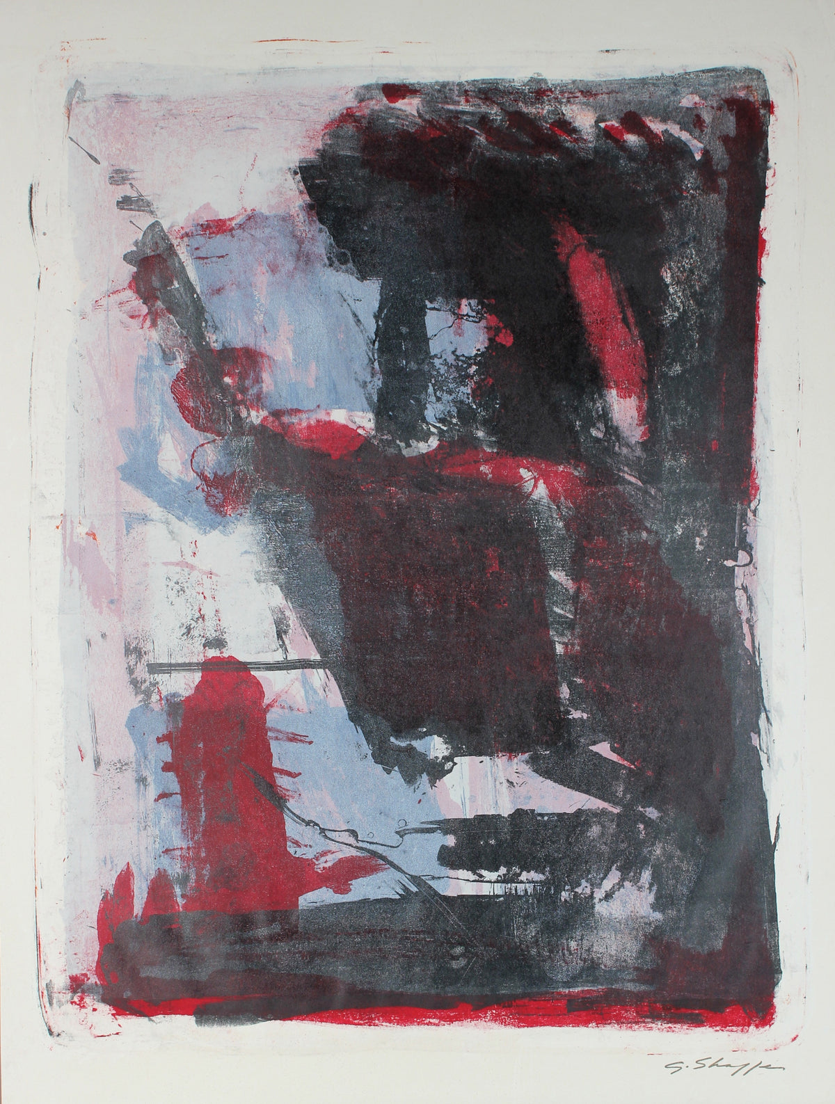 Red Black and Blue Abstract &lt;br&gt;1961 Lithograph &lt;br&gt;&lt;br&gt;#6408