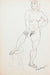 Expressionist Standing Female Nude<br>1940-60s Ink<br><br>#4487