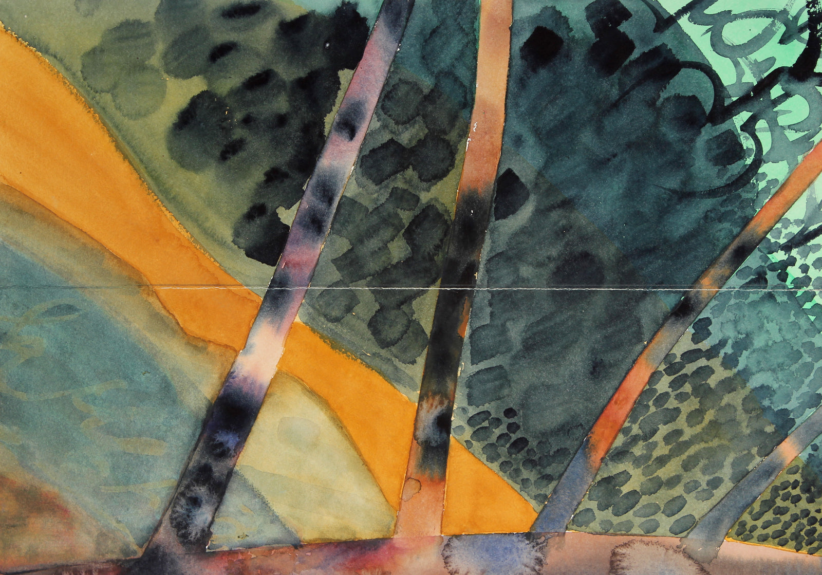 Colorful Abstract <br>Late 20th Century Watercolor<br><br>#47052