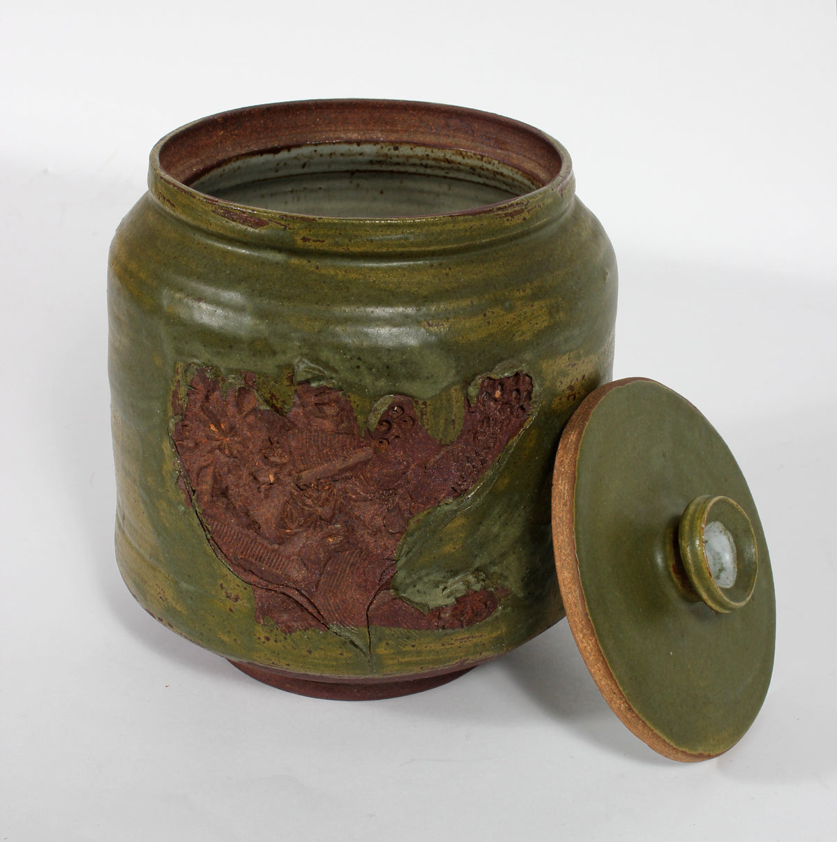 Green & Brown Ceramic Container<br><br>#47104