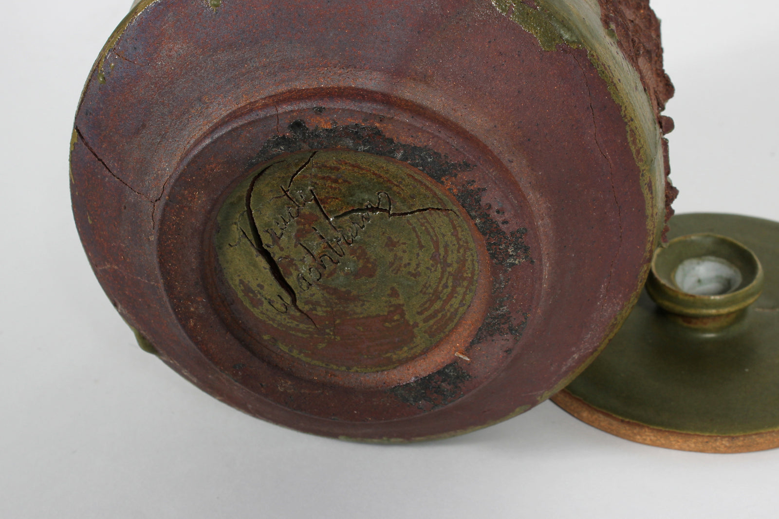 Green & Brown Ceramic Container<br><br>#47104